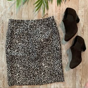 Ann Taylor Loft Silky Brown & White Animal Print Skirt